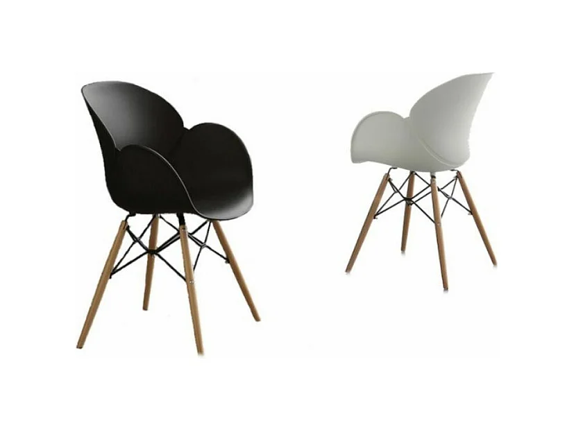 Fauteuil en polypropylène Kactus - Lot de 2-Couleur Noir