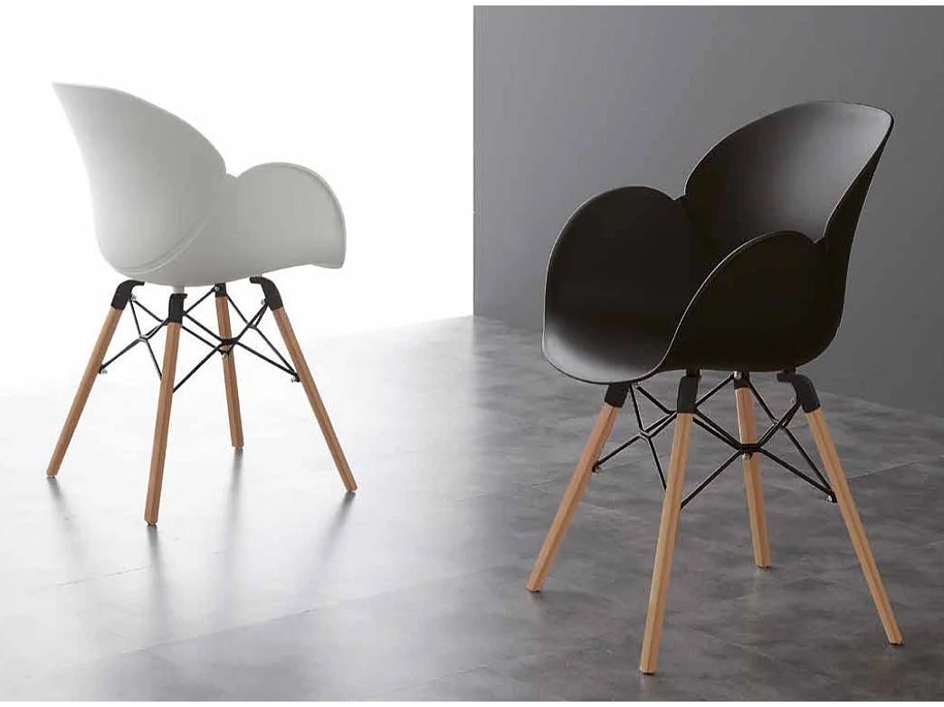 Fauteuil en polypropylène Kactus - Lot de 2-Couleur Noir