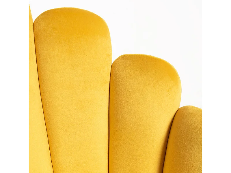 Silla original Achille de terciopelo amarillo con patas de metal natural - Lote de 2