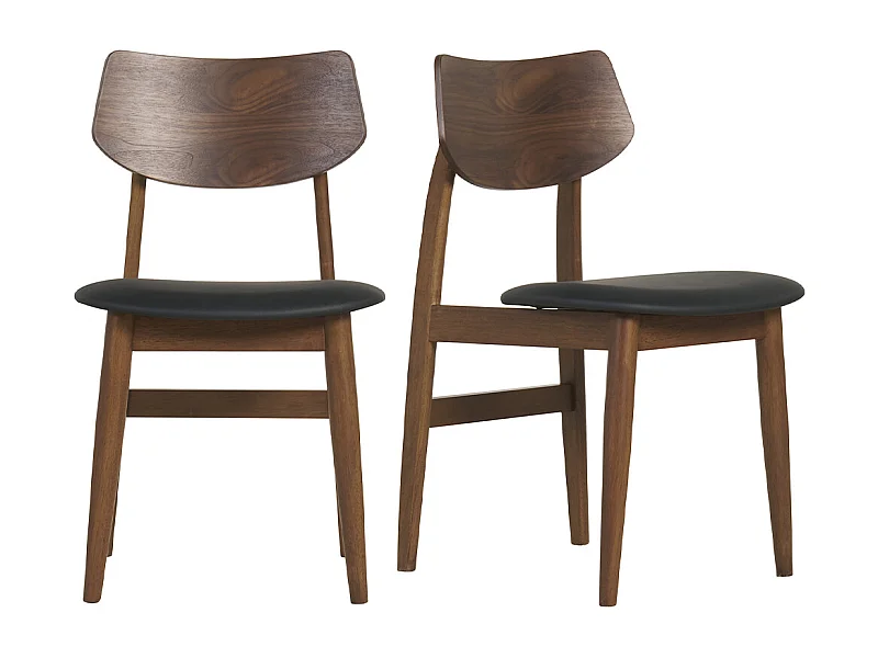 Set de 2 sillas de diseño de madera oscura y negro ELION