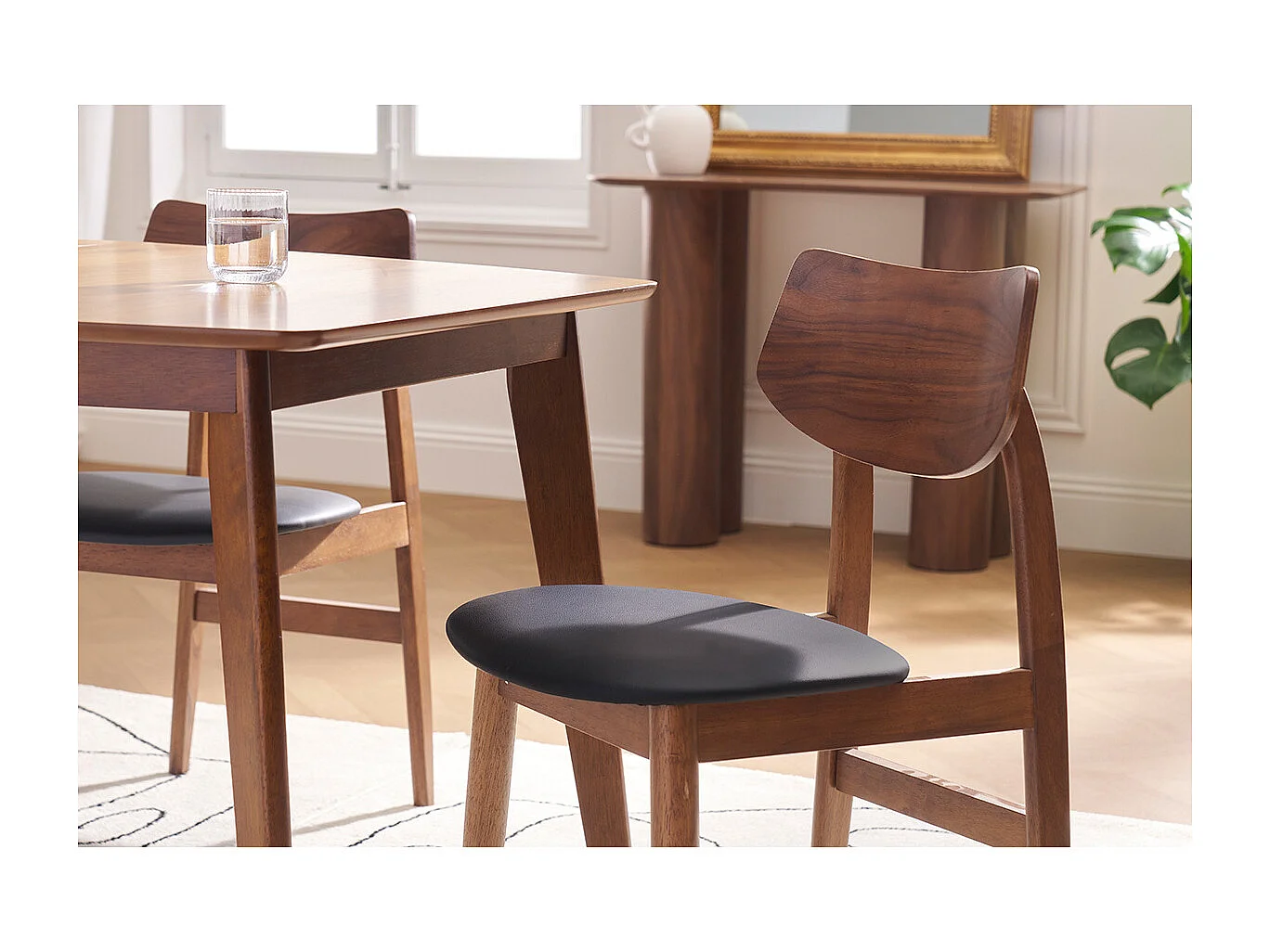 Sedie design in legno scuro e nero (set di 2) ELION