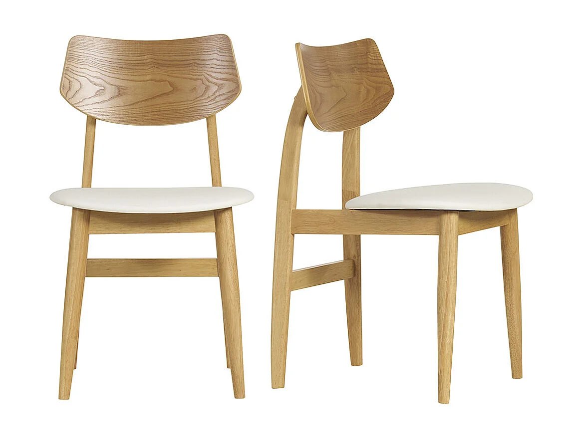 Sedie scandinave in legno chiaro e bianco (set di 2) ELION