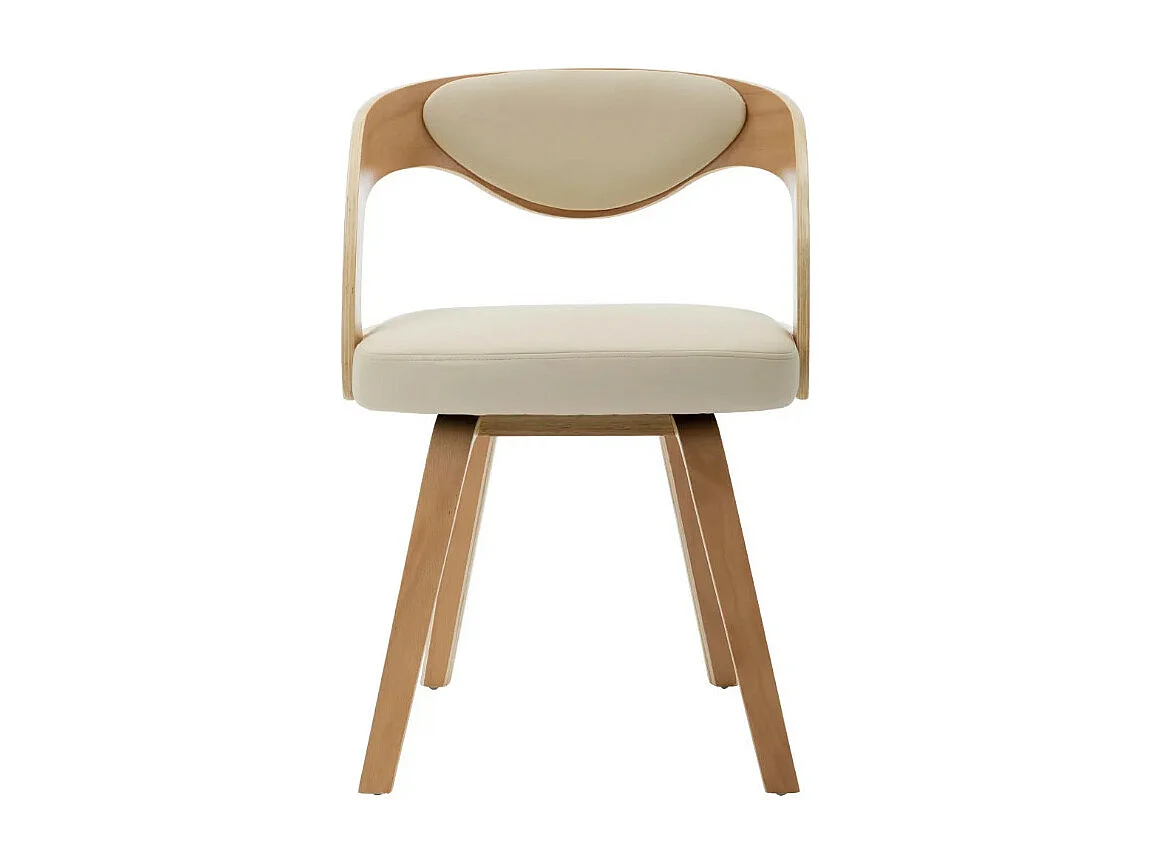 Chaise de salle à manger bois clair et simili cuir beige Canva - Lot de 2