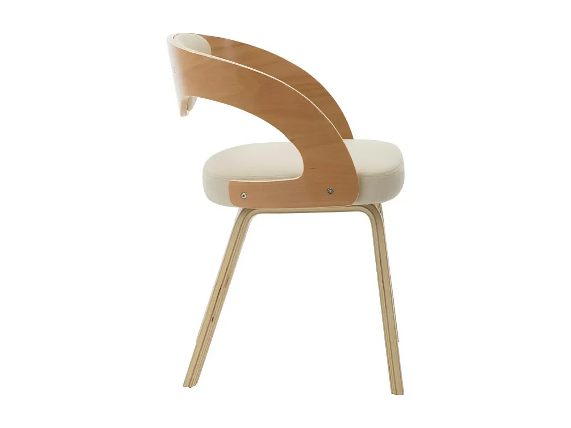 Chaise de salle à manger bois clair et simili cuir beige Canva - Lot de 2