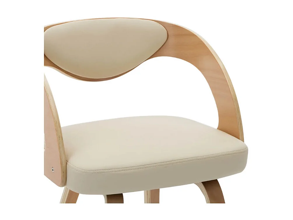 Chaise de salle à manger bois clair et simili cuir beige Canva - Lot de 2