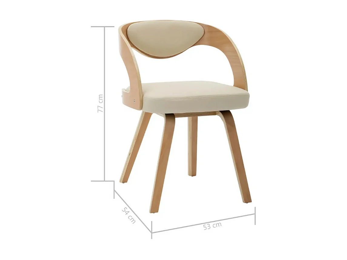 Chaise de salle à manger bois clair et simili cuir beige Canva - Lot de 2
