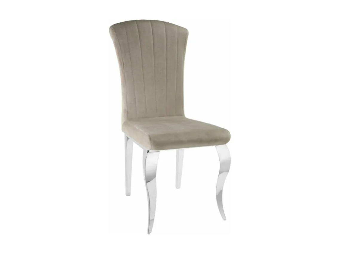 Lot de 6 chaises baroque Kania - Velours et pieds effet miroir-Couleur Beige foncé