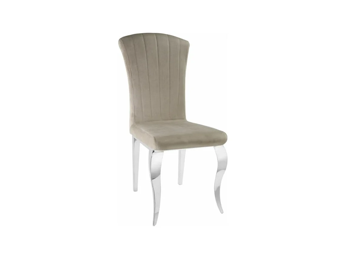 Lot de 6 chaises baroque Kania - Velours et pieds effet miroir-Couleur Beige foncé