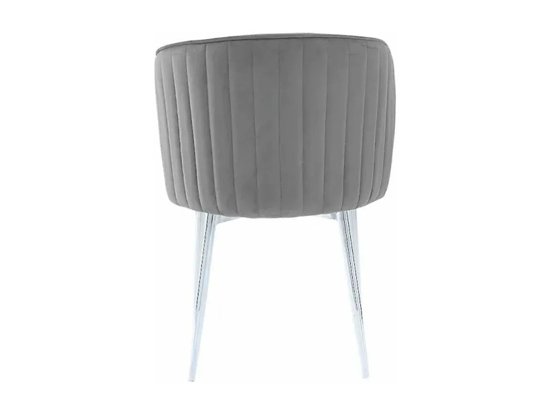 Lot de 4 chaises en velours et pieds métal chromé Komi-Couleur Gris