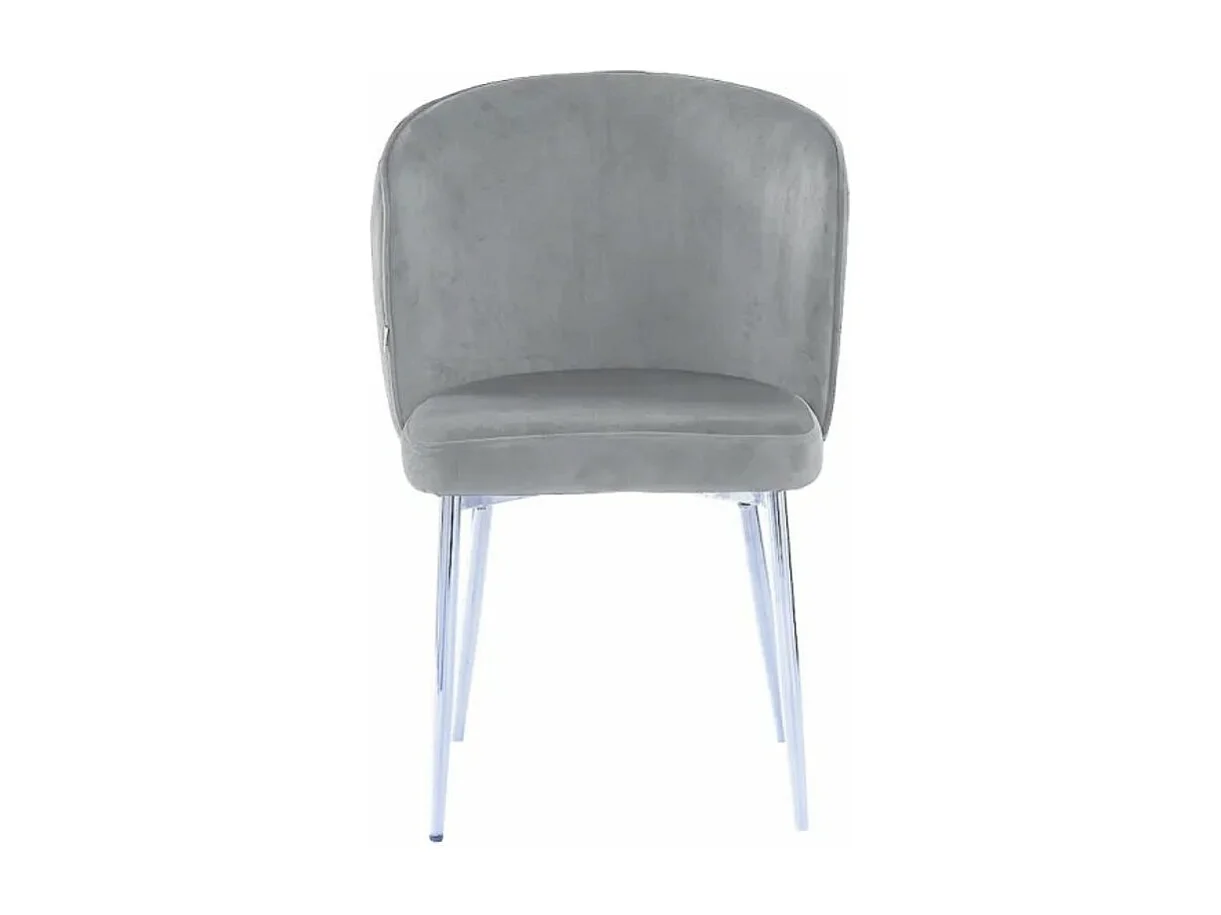 Lot de 4 chaises en velours et pieds métal chromé Komi-Couleur Gris