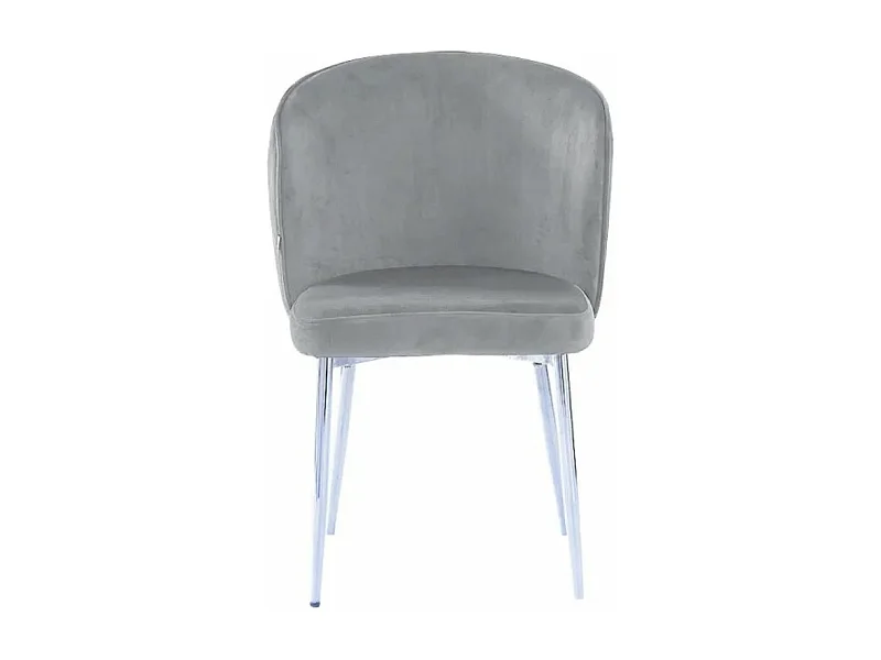 Lot de 4 chaises en velours et pieds métal chromé Komi-Couleur Gris