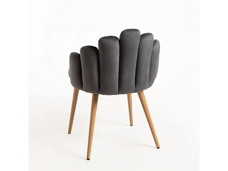 Silla Original Achille de terciopelo gris oscuro con patas de metal natural - Lote de 2