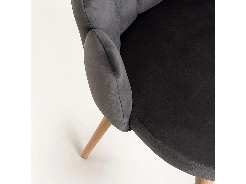 Silla Original Achille de terciopelo gris oscuro con patas de metal natural - Lote de 2