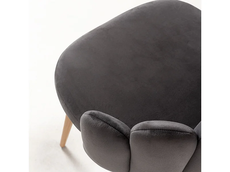 Chaise originale velours gris foncé et pieds métal naturel Achille - Lot de 2