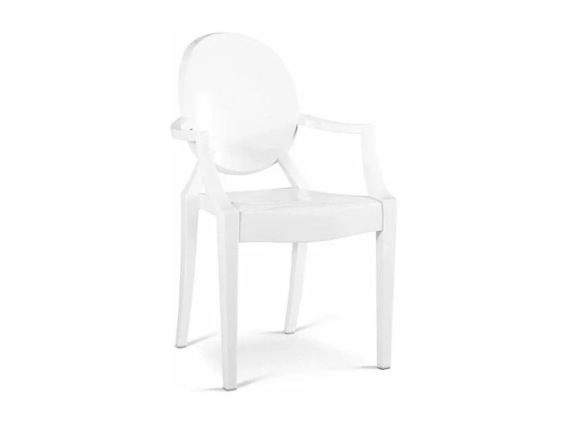 Fauteuil design en polycarbonate transparent ou Opaque - Collection Louiva-Couleur Blanc