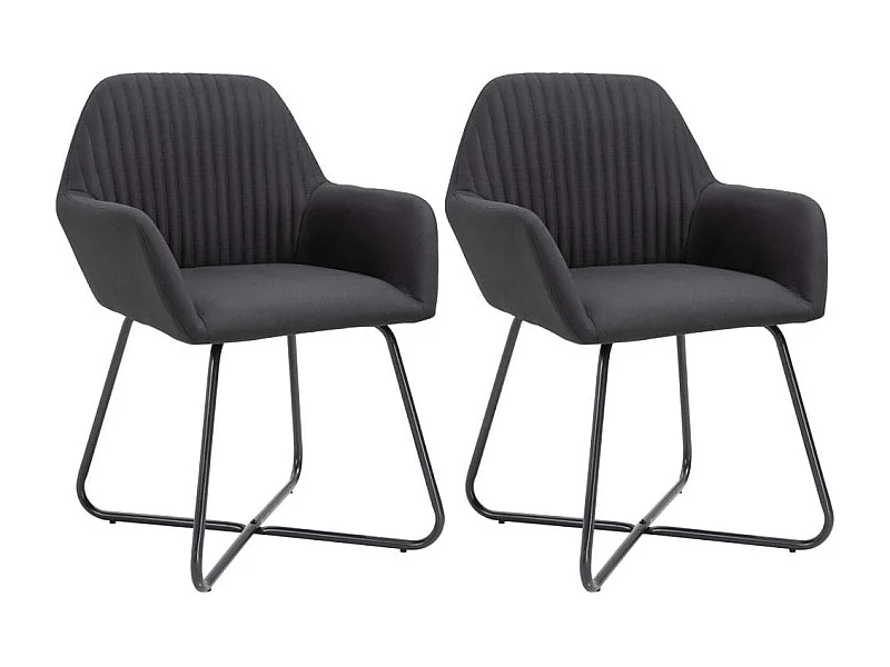 Chaise tissu noir et pieds métal noir Mikee - Lot de 2