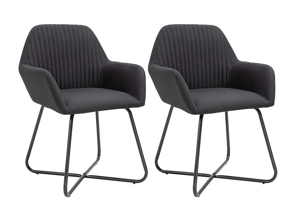 Chaise tissu noir et pieds métal noir Mikee - Lot de 2