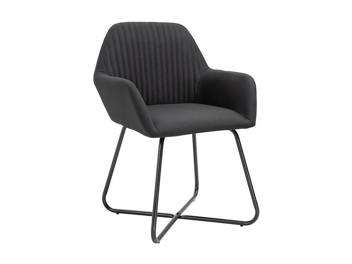 Chaise tissu noir et pieds métal noir Mikee - Lot de 2