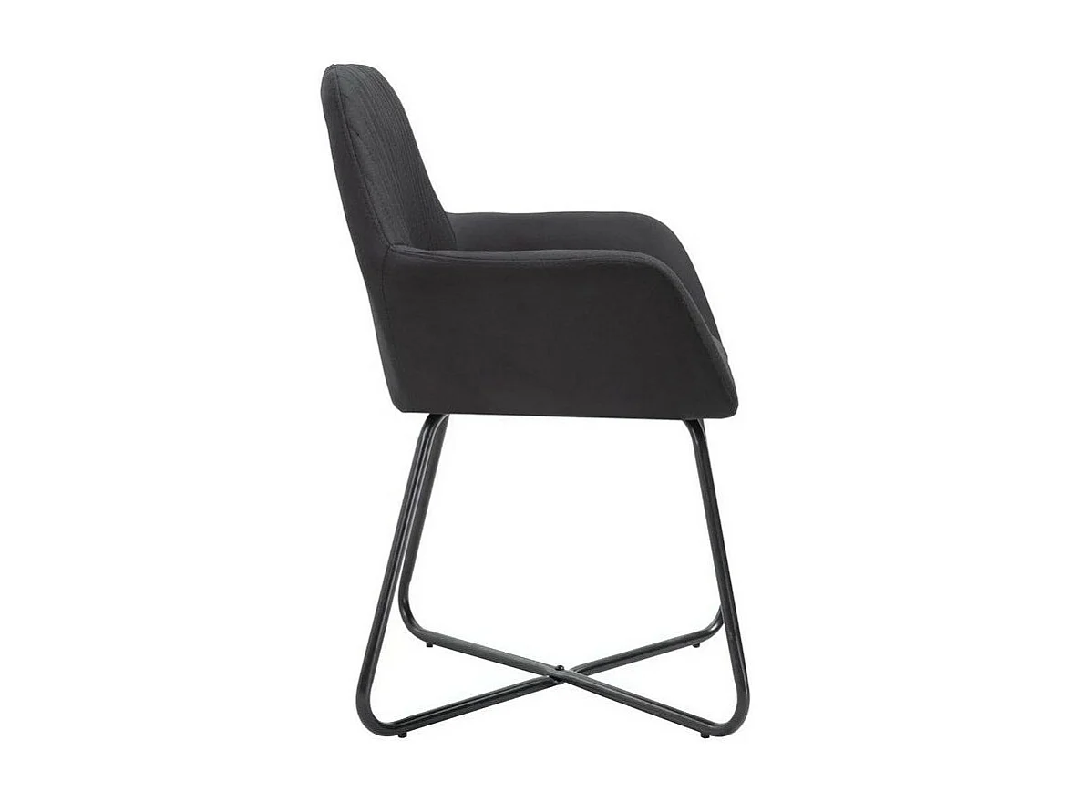 Chaise tissu noir et pieds métal noir Mikee - Lot de 2