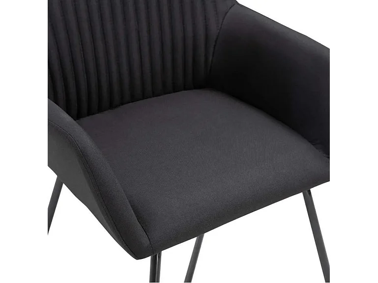 Chaise tissu noir et pieds métal noir Mikee - Lot de 2