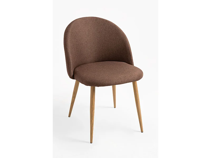 Lot de 2 chaises Kazon - Tissu élégant et pieds métal effet bois clair-Couleur Marron