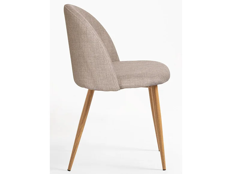 Lot de 2 chaises Kazon - Tissu élégant et pieds métal effet bois clair-Couleur Marron