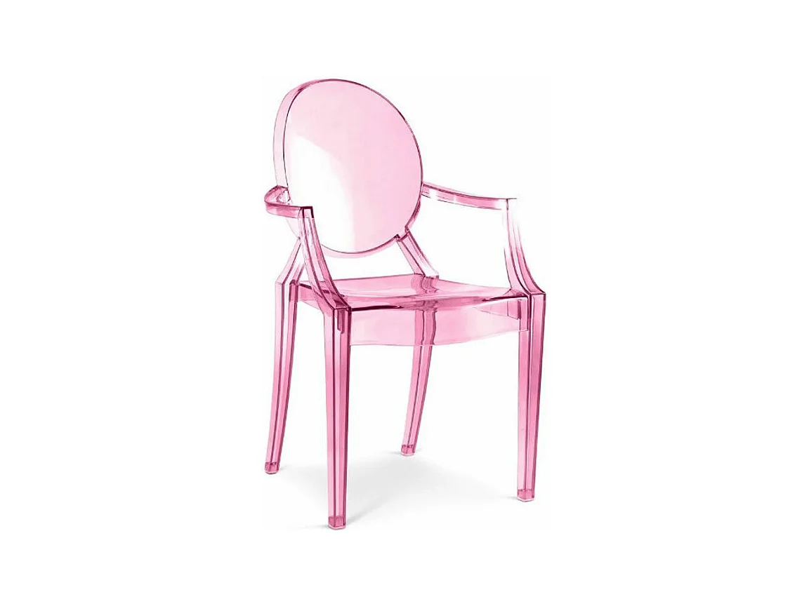 Fauteuil design en polycarbonate transparent ou Opaque - Collection Louiva-Couleur Rose transparent