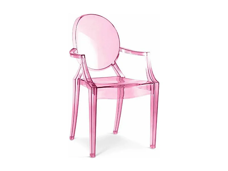 Fauteuil design en polycarbonate transparent ou Opaque - Collection Louiva-Couleur Rose transparent