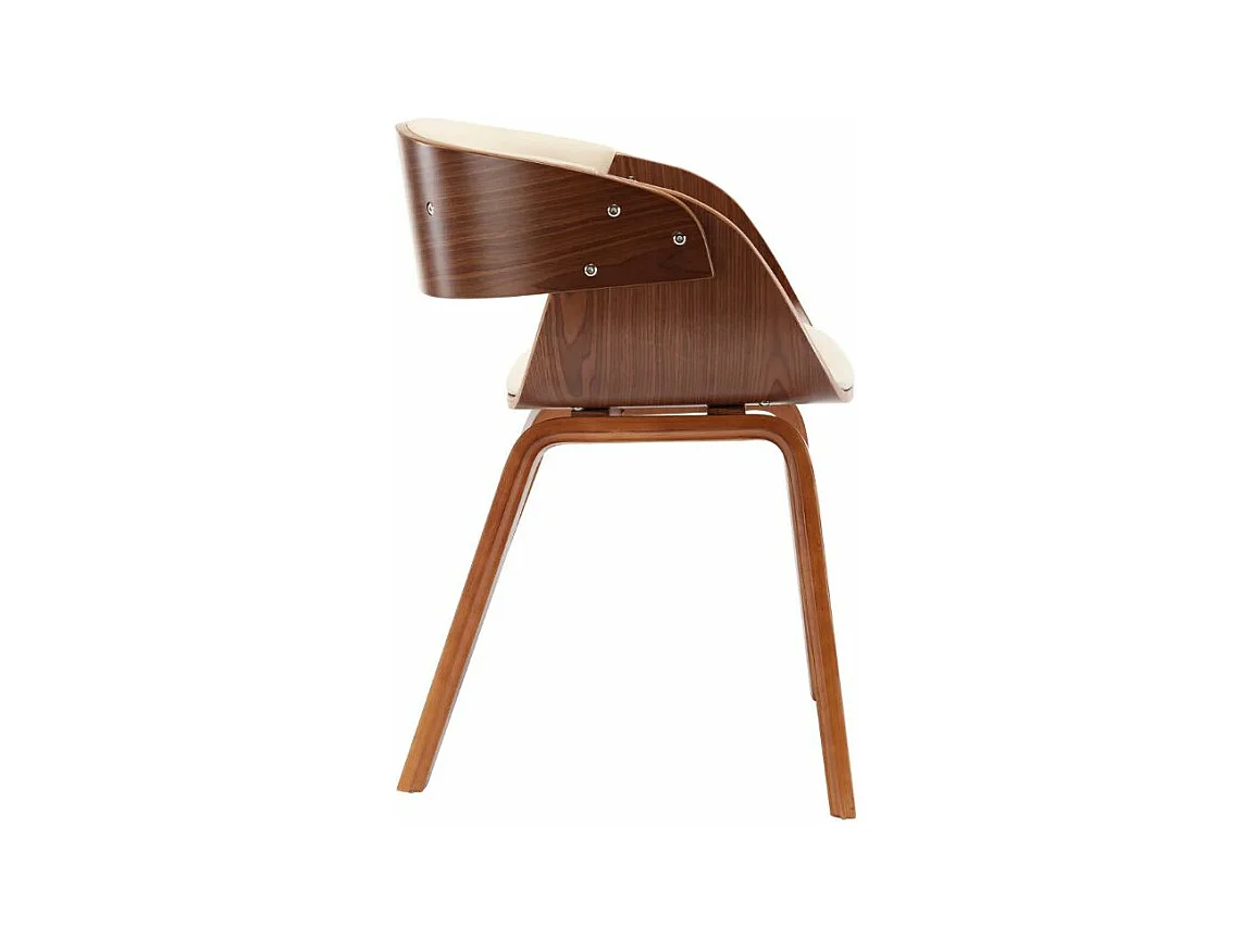 Chaise de salle à manger bois foncé et simili cuir beige Onetop - Lot de 2