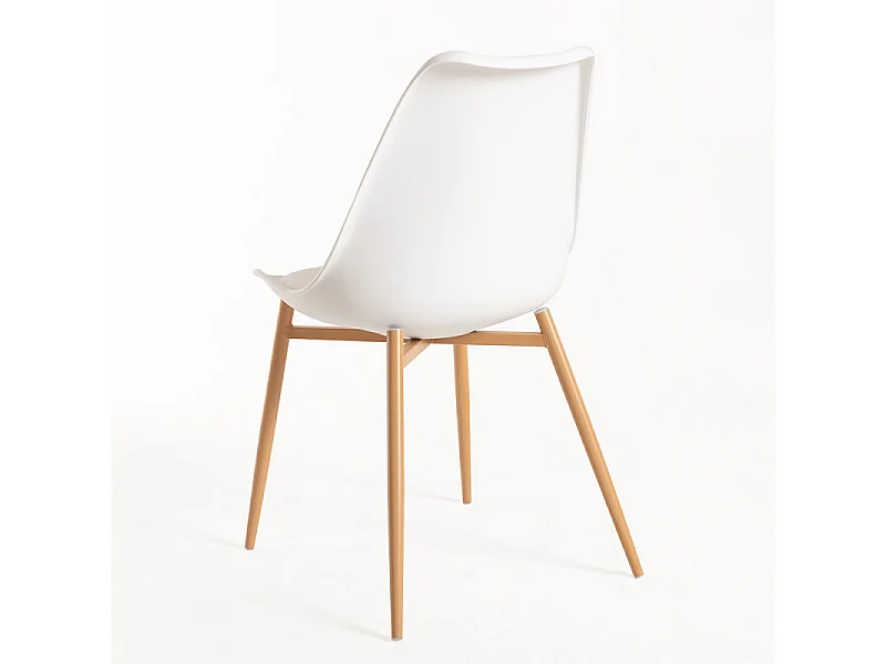 Silla escandinava Kany - Confort en símil piel y patas de madera natural-Color Blanco