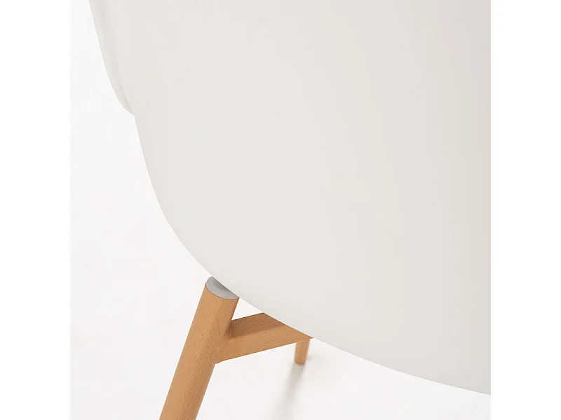 Silla escandinava Kany - Confort en símil piel y patas de madera natural-Color Blanco