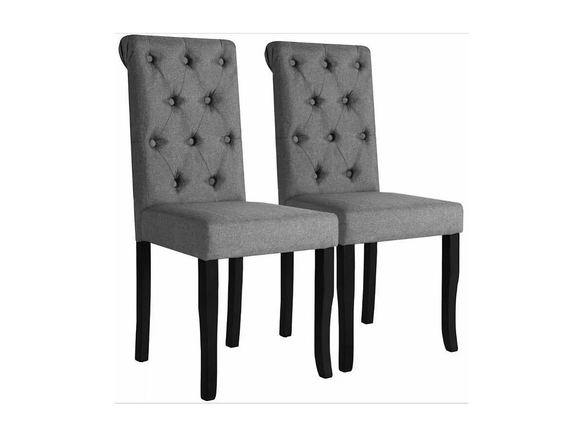 Chaise capitonnée tissu gris et pieds bois massif Ciréam - Lot de 2