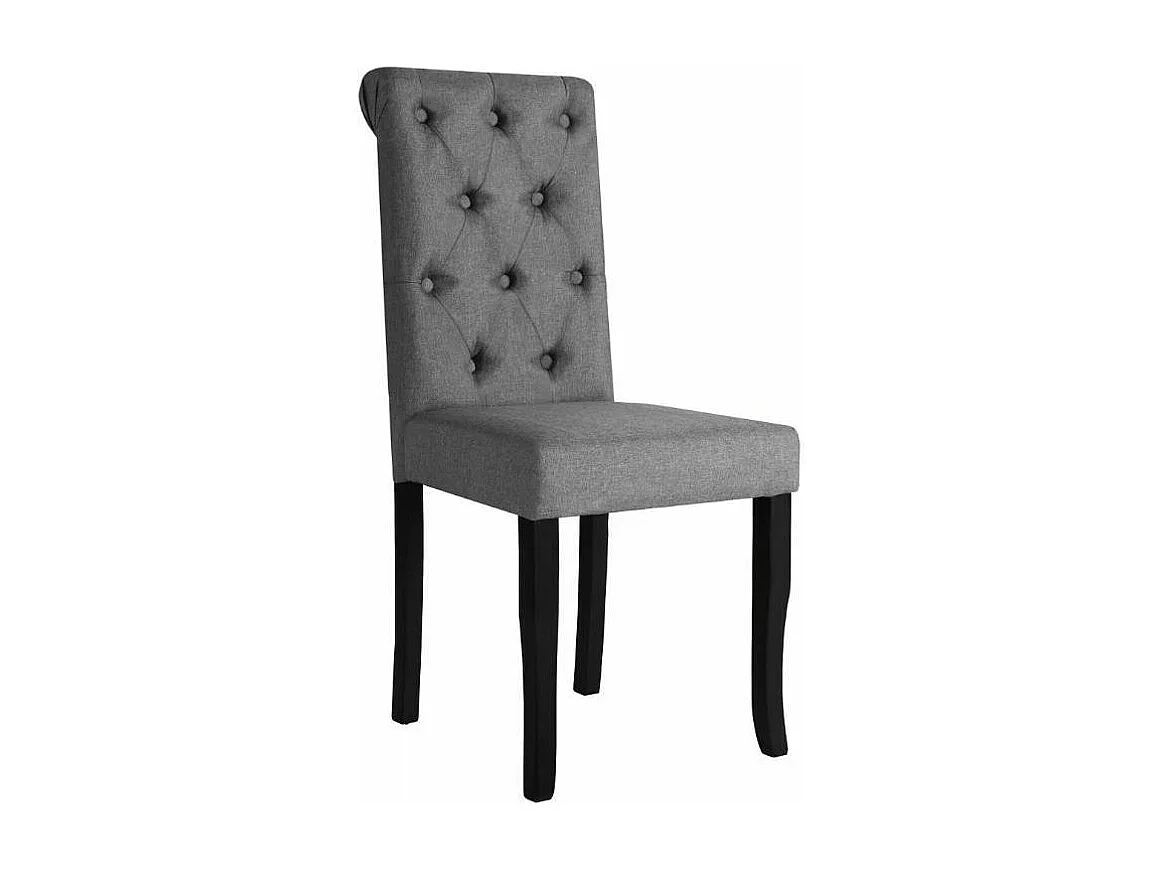 Chaise capitonnée tissu gris et pieds bois massif Ciréam - Lot de 2