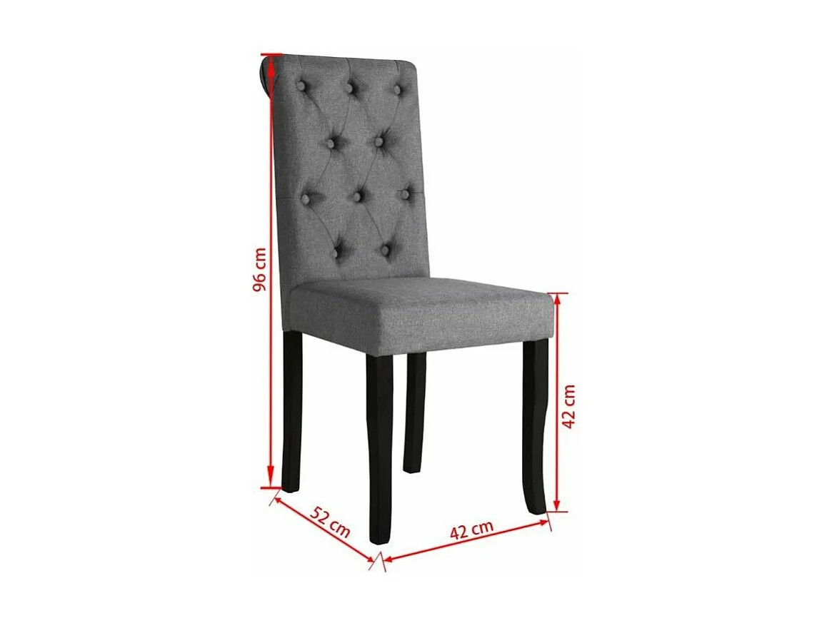 Chaise capitonnée tissu gris et pieds bois massif Ciréam - Lot de 2