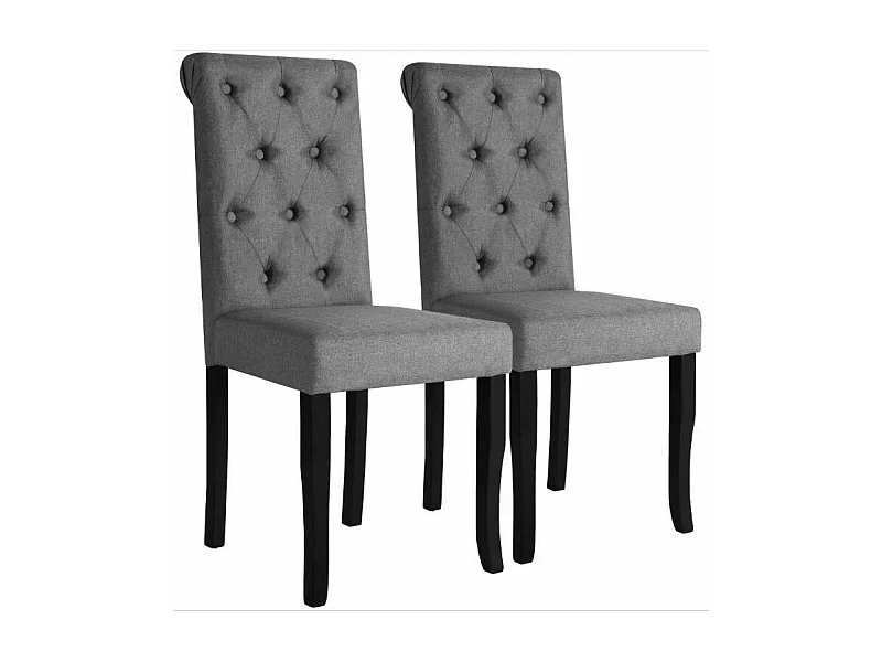 Chaise capitonnée tissu gris et pieds bois massif Ciréam - Lot de 2