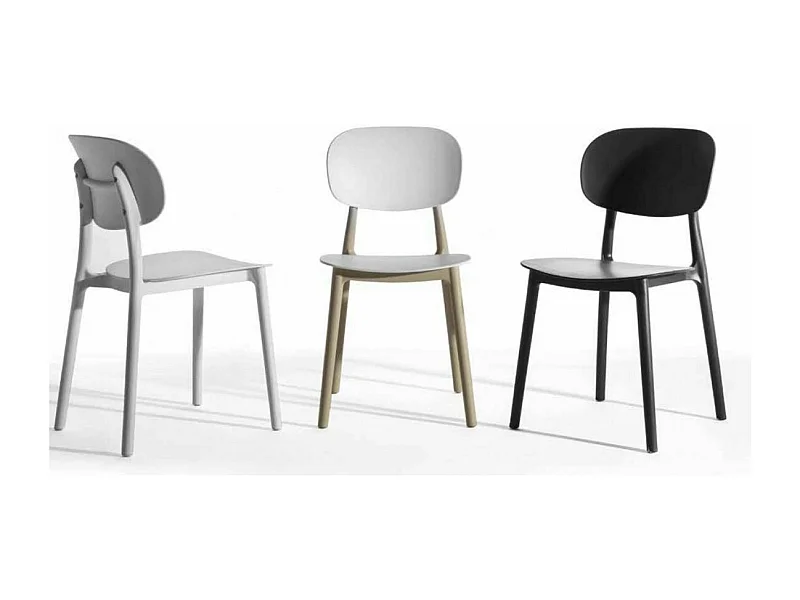 Chaise polyvalente en polypropylène Klaza - Lot de 4-Couleur Blanc
