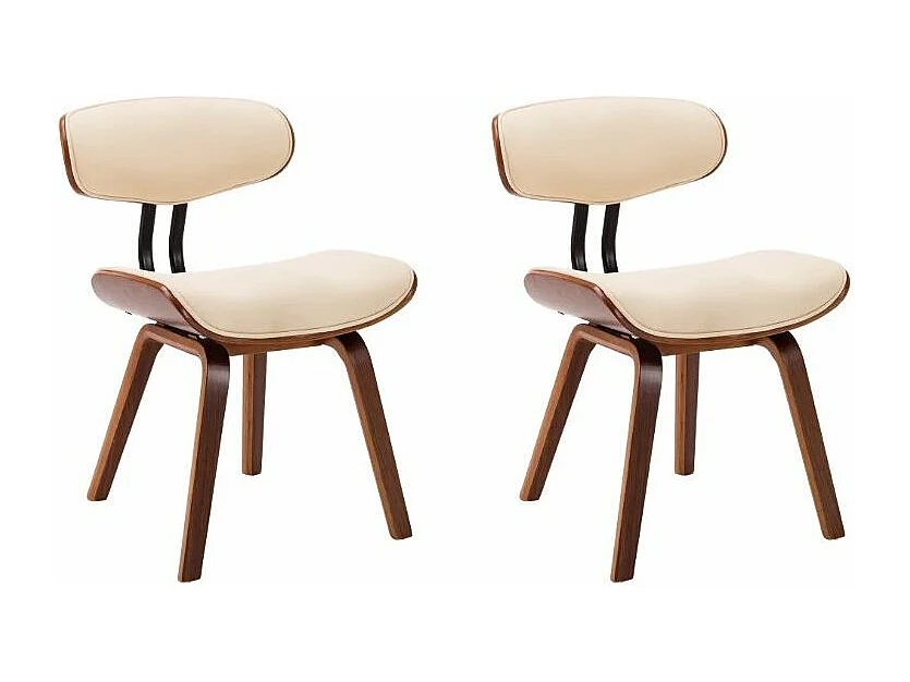 Chaise en bois marron et simili cuir beige Pride - Lot de 2