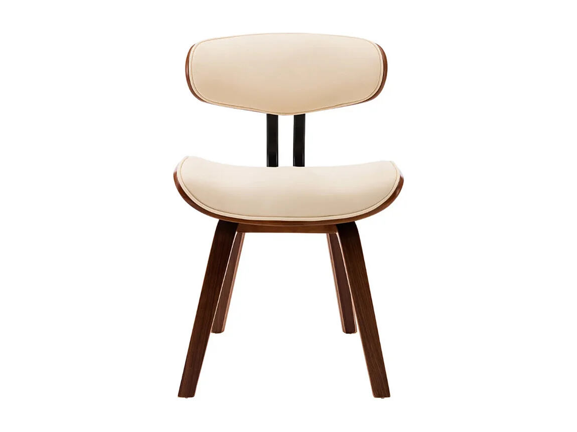 Chaise en bois marron et simili cuir beige Pride - Lot de 2