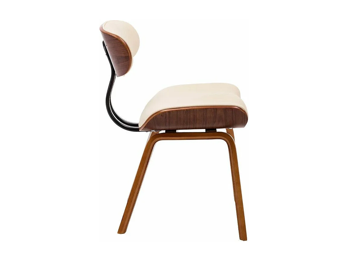 Chaise en bois marron et simili cuir beige Pride - Lot de 2