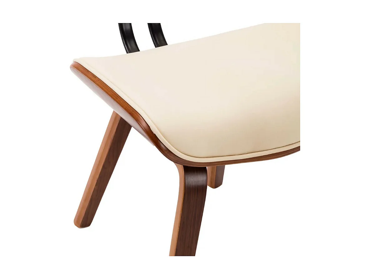 Chaise en bois marron et simili cuir beige Pride - Lot de 2