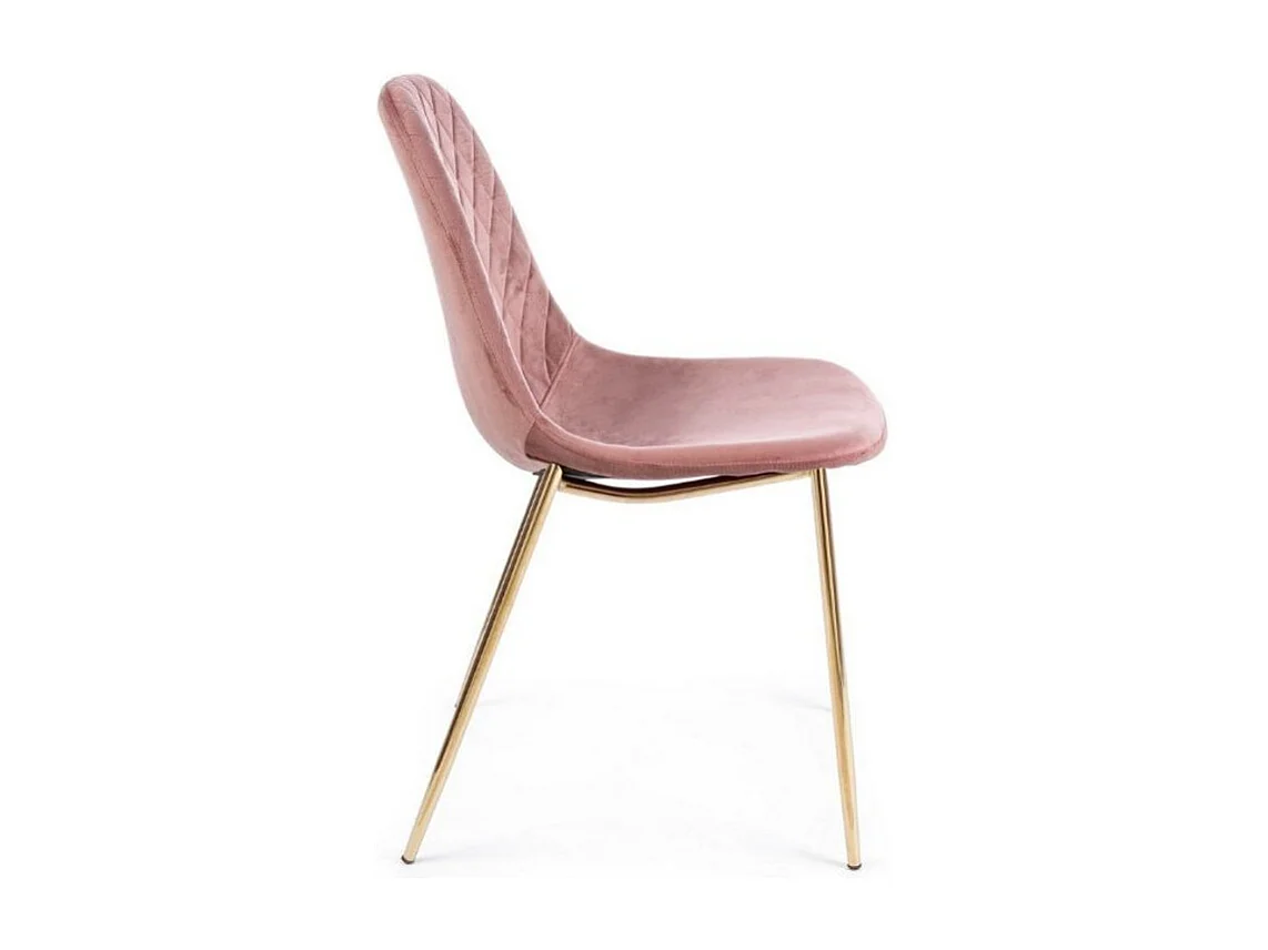 Lot de 4 chaises en velours Korry avec pieds dorés - Chic et moderne-Rose poudré