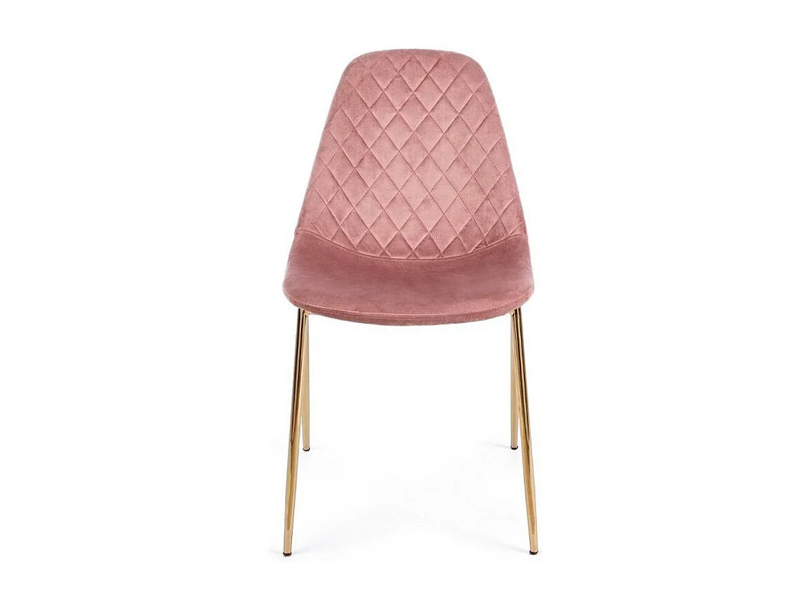 Lot de 4 chaises en velours Korry avec pieds dorés - Chic et moderne-Rose poudré