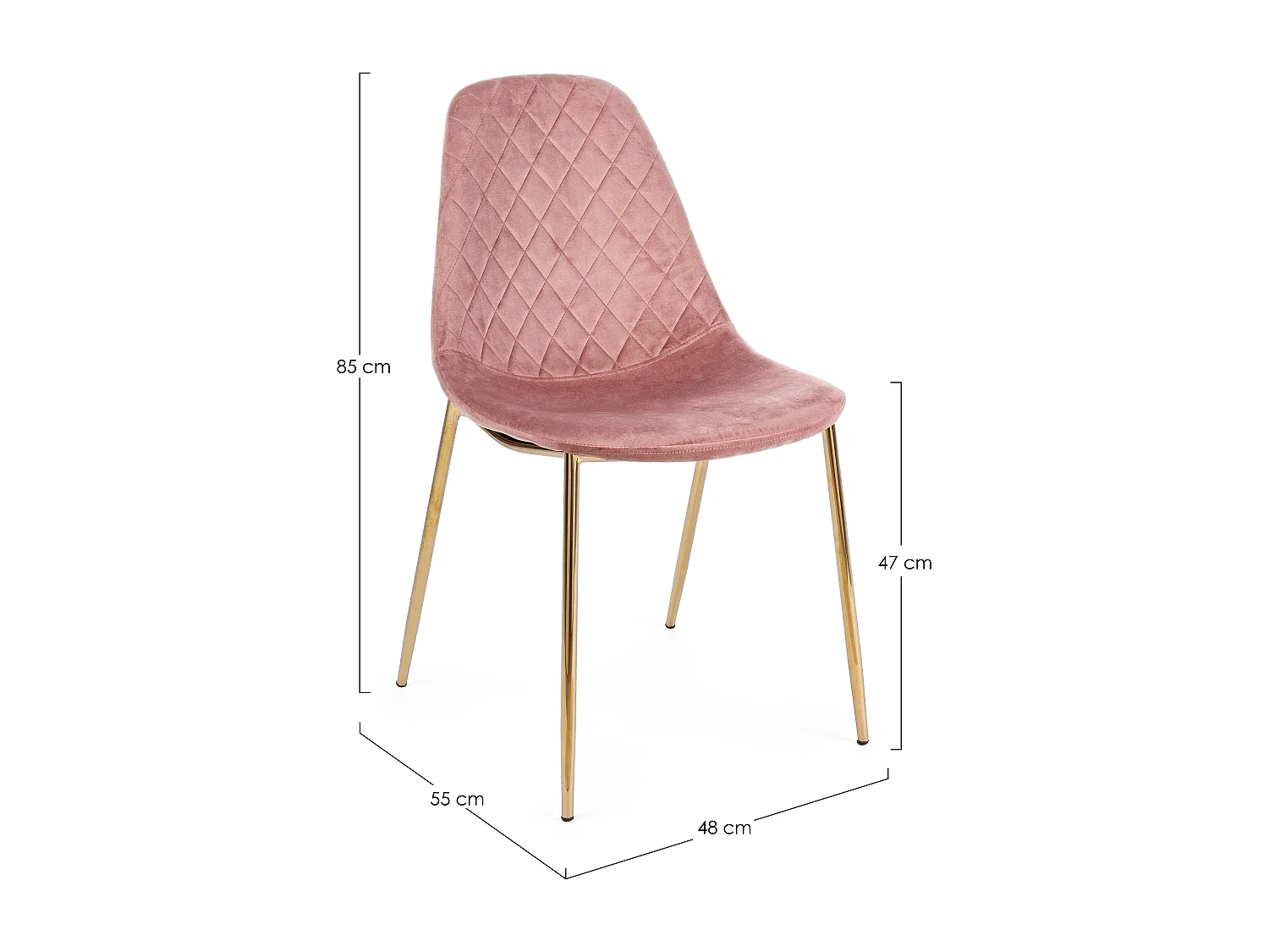 Lot de 4 chaises en velours Korry avec pieds dorés - Chic et moderne-Rose poudré
