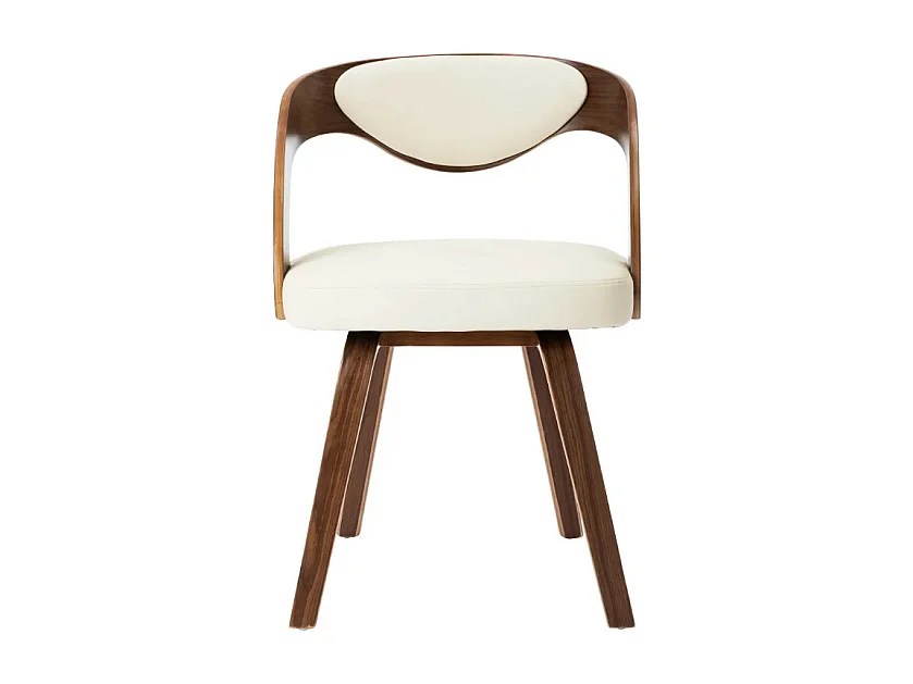 Chaise de salle à manger bois foncé et simili cuir beige Canva - Lot de 2