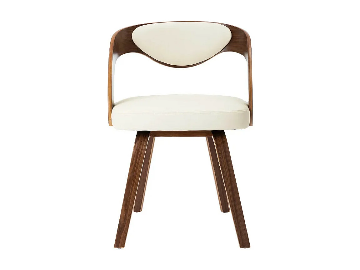 Chaise de salle à manger bois foncé et simili cuir beige Canva - Lot de 2