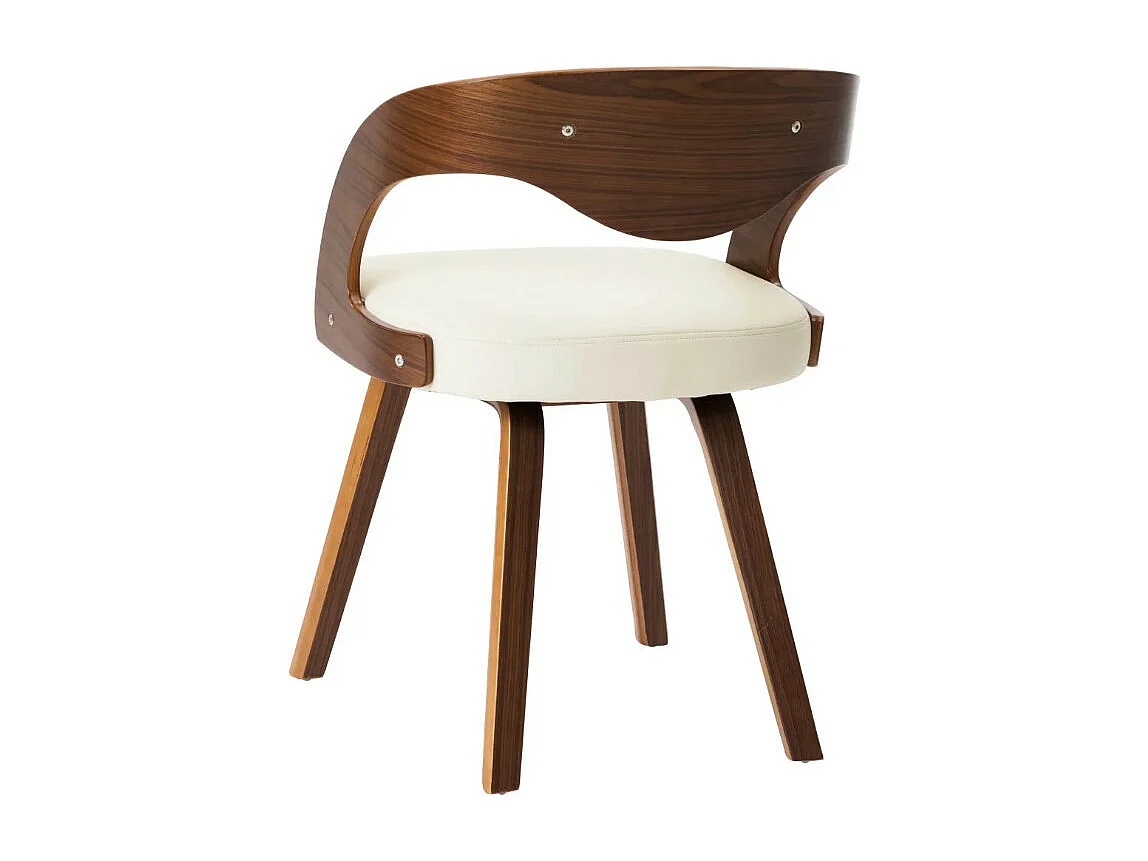 Chaise de salle à manger bois foncé et simili cuir beige Canva - Lot de 2