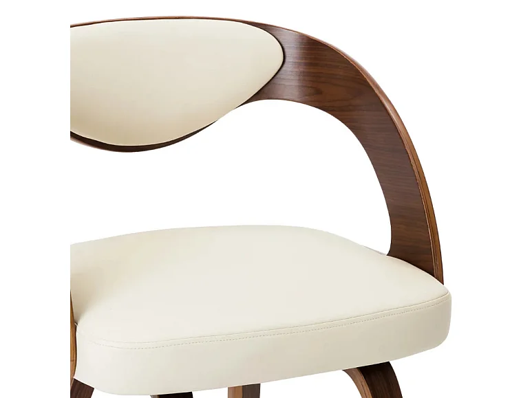 Chaise de salle à manger bois foncé et simili cuir beige Canva - Lot de 2