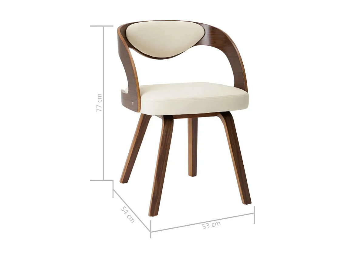 Chaise de salle à manger bois foncé et simili cuir beige Canva - Lot de 2