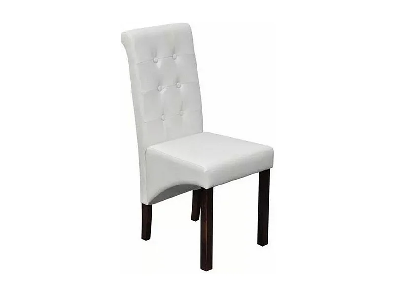 Chaise simili cuir blanc et pieds bois massif Zinar - Lot de 4