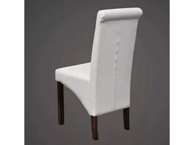 Chaise simili cuir blanc et pieds bois massif Zinar - Lot de 4
